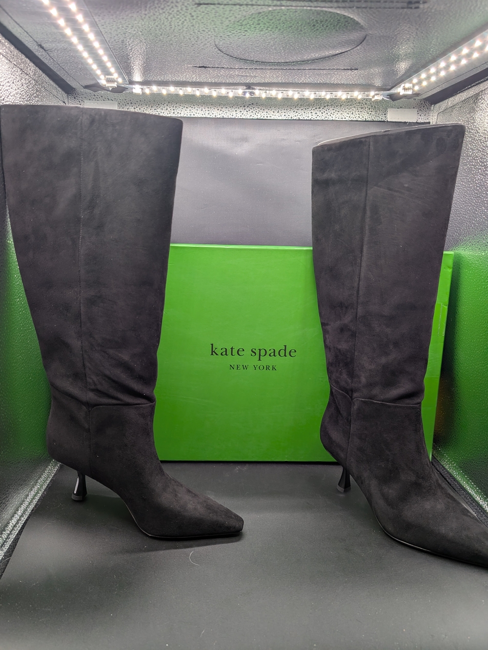 Kate Spade Black Suede Knee-High Boots